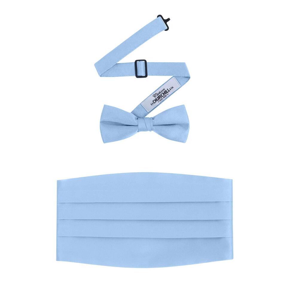 1301 Formal Satin Bowtie and Cummerbund Set - Light Blue, By S. H.